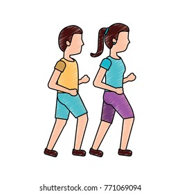 couple walking sport leisure active