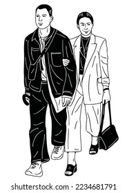 couple walking together
hand drawn illustration