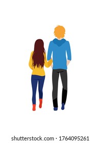 Couple walks together background. Modern illustration slider site page. The concept of a couple spending time together design. Web banner a couple in love on a walk vector.