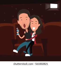 couple watch movie in theater