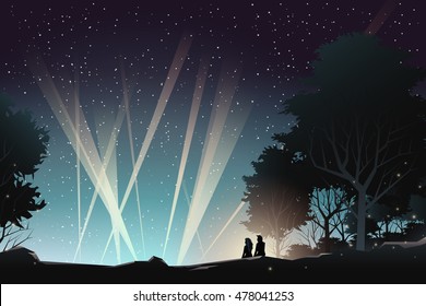 couple watching concert in the forest