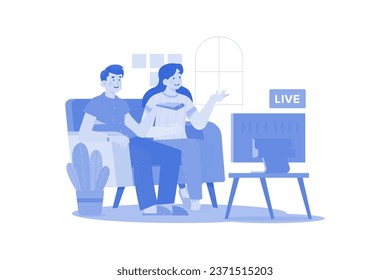 Couple Watching Live Television Illustration concept. A flat illustration isolated on white background