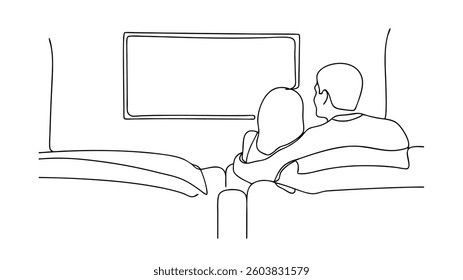 Couple Watching Television Together Cozy Home Romantic Scene