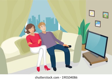 1,677 Couple watching tv vector Images, Stock Photos & Vectors ...