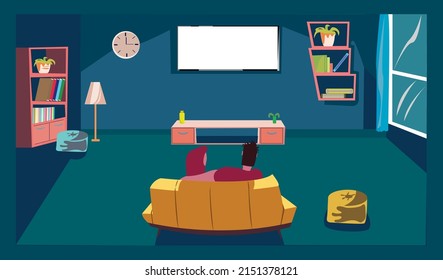 couple watching tv with loving each other