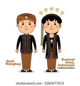 Couple wear Central Java Indonesian Traditional Clothes
