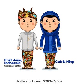 Couple wear East Java Indonesische Traditionelle Kleidung