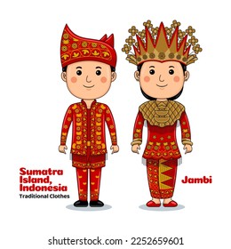 Couple wear Jambi Sumatra Traditional Clothes