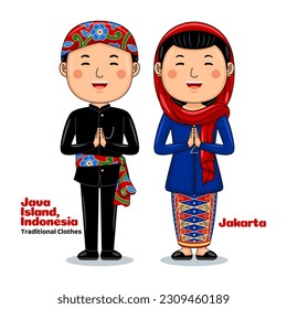 Couple wear Traditional Clothes greetings welcome to Jakarta