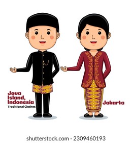 Couple wear Traditional Clothes greetings welcome to Jakarta