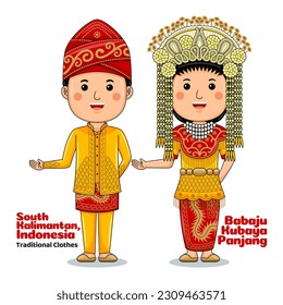 Couple wear Traditional Clothes greetings welcome to South Kalimantan