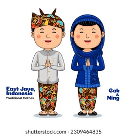 Couple wear Traditionelle Kleidung Willkommen bei East Java