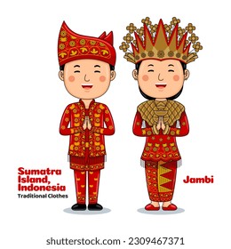 Couple wear Traditional Clothes greetings welcome to Jambi