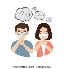 Couple wearing mask for protecting from pm 2.5.