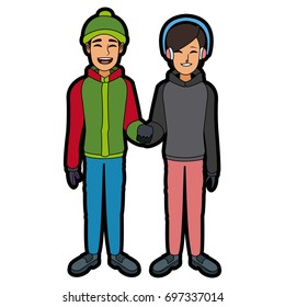 couple wearing warm winter clothes together