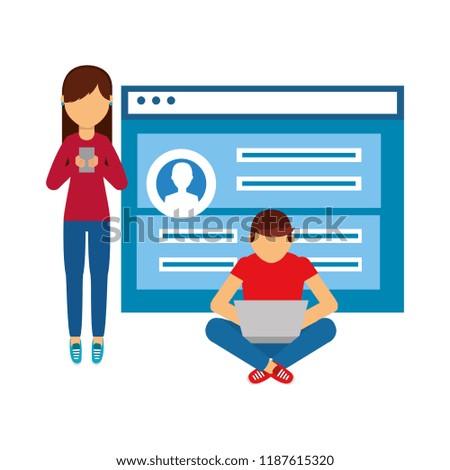 couple with web page isolated icon
