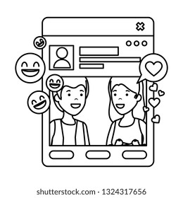 couple with webpage template characters