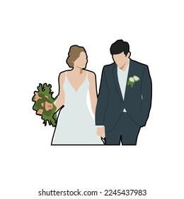 Clásico de dibujo de novia de pareja