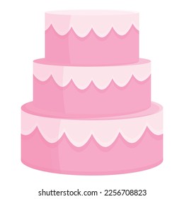 Couple wedding cake icon cartoon vector. Cream bride. Berry topper