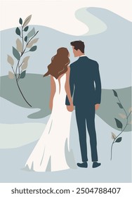 Couple Wedding Card Design with Romantic and Stylish Elements | Perfect for Celebrating Love | Flat Vector Illustration