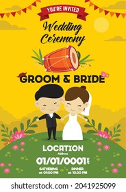 Couple Wedding Card Design in Yellow Background