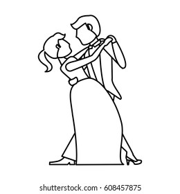 couple wedding dancing outline