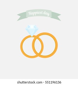 Couple wedding gold rings. Vector illustration.