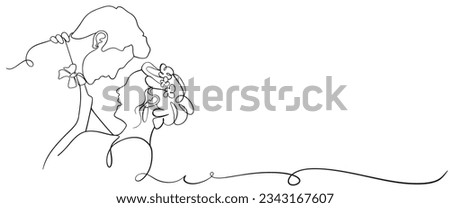 Couple wedding married line art vector illustration [[stock_photo]] © 