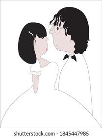 couple wedding on white background