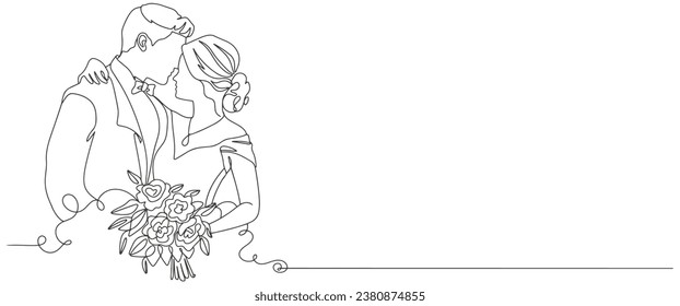 Couple wedding person line art style vector illustration