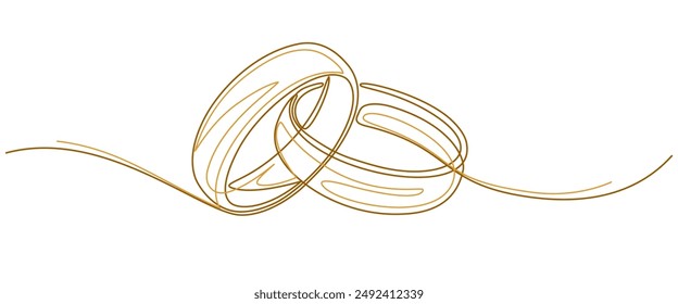 Couple of Wedding ring line art style vector illustration