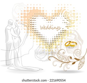 Couple with wedding rings background