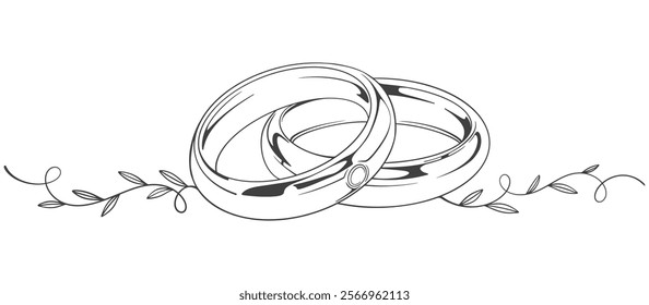 Couple of wedding rings on white background vector eps