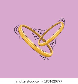 Couple Wedding Rings Vector Illustration. Wedding Design Concept.