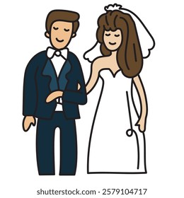 Couple wedding. vector doodle illustration