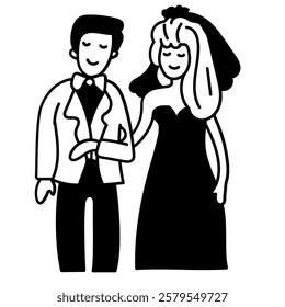 Couple wedding. vector doodle illustration