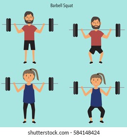 Couple with weight training vector. illustration EPS10