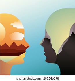 couple whit landscape design, vector illustration eps10 graphic 