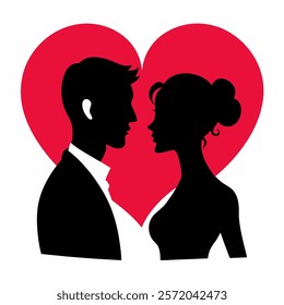 Couple in White Background Romantic Artwork for Valentine Love Minimalist Illustration