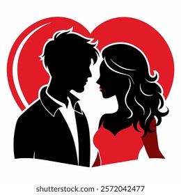 Couple in White Background Romantic Artwork for Valentine Love Minimalist Illustration