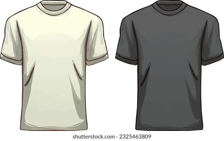 A couple of white and black blank t shirt mockup template . Tshirt mockup design . 2 Bank tshirt template . White t-shirt , black t shirt with empty place . Light and dark tshirt design presentation