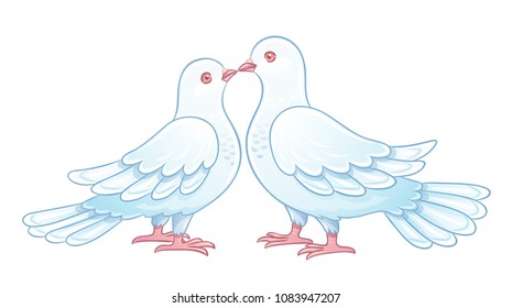 Couple White Doves Kissing Eps10 Stock Vector (Royalty Free) 1083947207