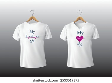 Couple White T-Shirt designs free download