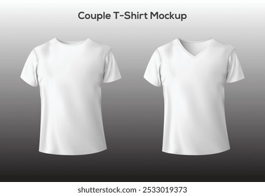 Couple White T-Shirt Mockup free download