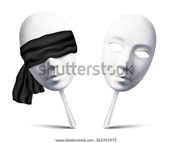 Couple\
of white vector blindfolded masks for mafia\
game