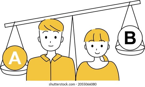 A couple who chose A by comparing A and B