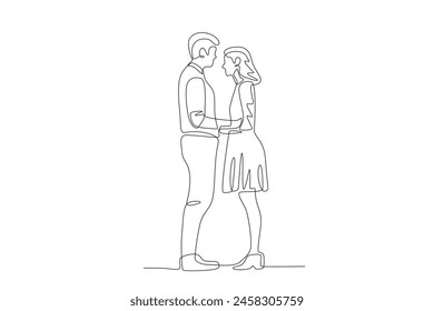 A couple who loves each other. Dia dos namorados concept one-line drawing