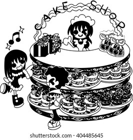 The couple who are shopping in the sweet shop which sells delicious cake.