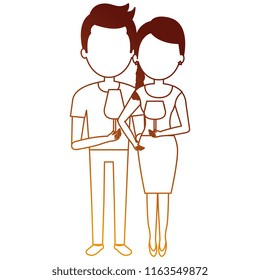 couple with wine cups characters