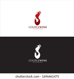 Couple wine Logo in Vector